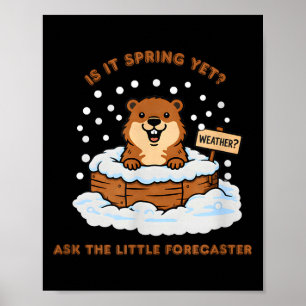 Póster Día de la marmota caricatura cita del clima diseño