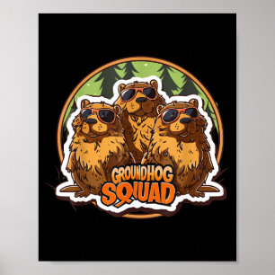 Póster Día de la marmota Equipo Divertido Primavera Febre