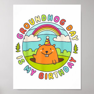 Póster Día de la Marmota Es Mi Cumpleaños Sombrero de Fie