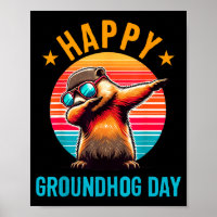 Día de la marmota feliz dabbing marmota niños dive