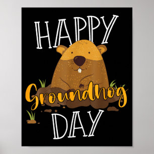 Póster Día de la Marmota Feliz Día de la Marmota