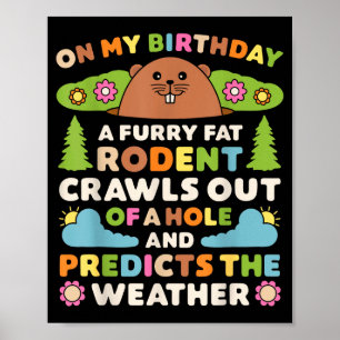 Póster Día de la Marmota Fiesta de Cumpleaños Divertido R