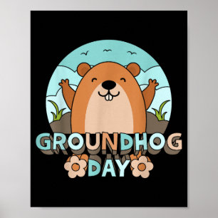 Póster Día de la marmota Hombres Mujeres Retro Vintage 60