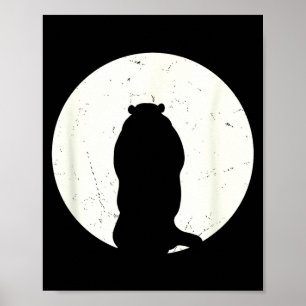 Póster Día de la marmota Luna llena Marmota