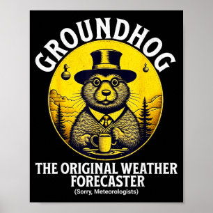 Póster Día de la marmota meteorología divertida Día de la