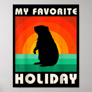 Póster Día de la Marmota Mi Fiesta Favorita Divertido Ret