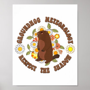 Póster Día de la marmota Respeto a la meteorología retro