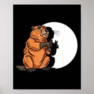 Póster Día de la marmota sombra títere lindo disfraz de r