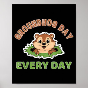 Póster Día de la Marmota Todos los Días Diversión Marmota