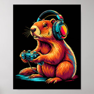 Póster Día de la Marmota Videojuegos Divertidos Día de la
