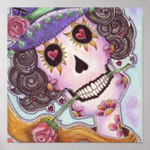 Póster Día de la Muerte "Dama de los Rosas"