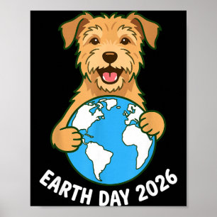 Póster Día de la Tierra 2026 Lindo Perro Terrier Abrazand