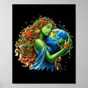 Póster Día de la Tierra 2026 madre naturaleza verde plane