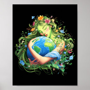 Póster Día de la Tierra 2026 verde madre naturaleza plane