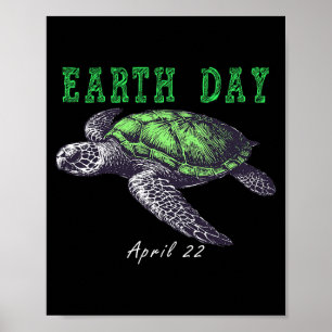 Póster Día de la Tierra 22 de abril tortuga marina día de