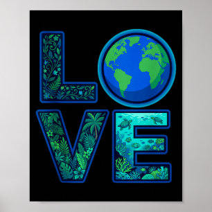 Póster Día de la Tierra amor por la naturaleza ecológico 