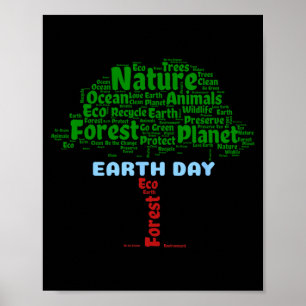 Póster Día de la Tierra Árbol Naturaleza Reciclar Planeta