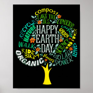 Póster Día de la Tierra árbol salvar la Tierra inspiració