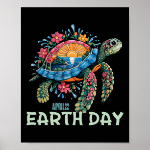 Póster Día de la Tierra de la Tortuga Marítima Salvemos a
