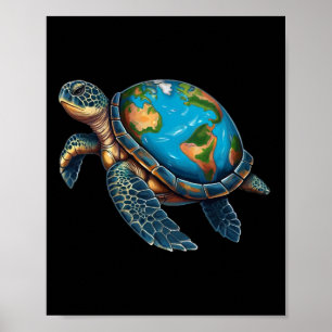Póster Día de la Tierra de las Tortugas Marinas Salven al