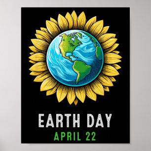 Póster Día de la Tierra Feliz Día de la Tierra Girasol Ti