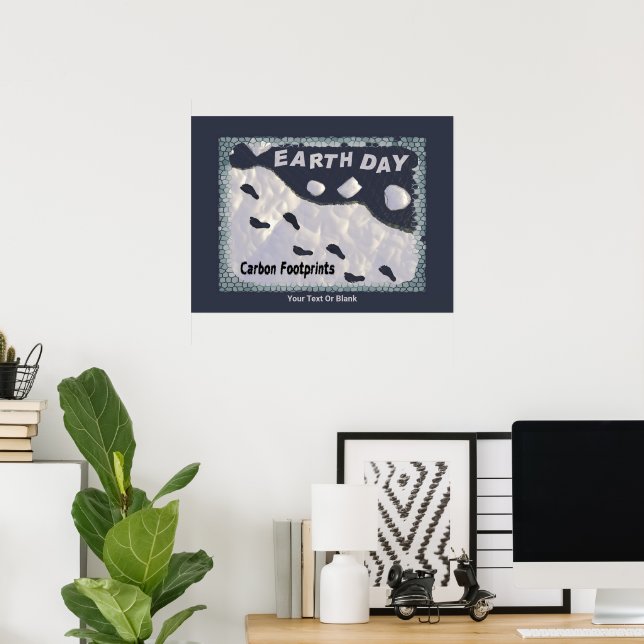 Póster Día de la Tierra - Huellas de carbono (Oficina en casa)