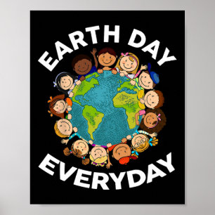 Póster Día de la Tierra Niños Camisas Cotidianas Niños Pe