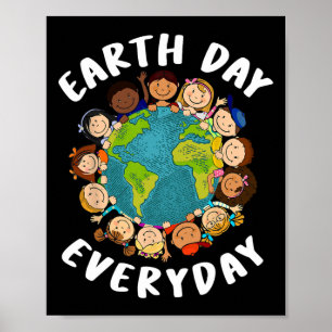 Póster Día de la Tierra Niños Camisas Todos Los Días Chic