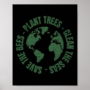 Póster Día de la Tierra Salvar a las abejas Plantar Árbol