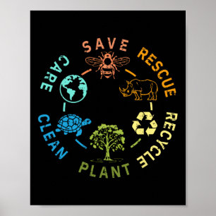 Póster Día de la Tierra Salvar a las abejas Rescate Anima