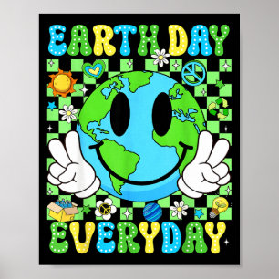 Póster Día de la Tierra todos los días cara sonriente div