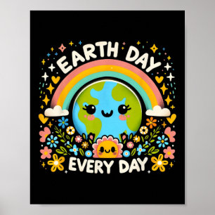 Póster Día de la Tierra Todos Los Días Encantador Planeta