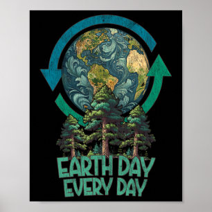 Póster Día de la Tierra Todos Los Días Plantar Más Árbole
