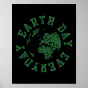 Póster Día de la Tierra Todos los Días Retro Ambiental