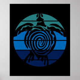 Póster Día de la Tierra, tortuga marina, limpie el océano