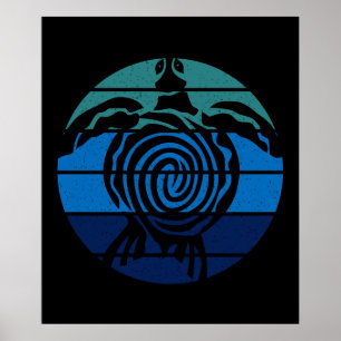 Póster Día de la Tierra, tortuga marina, limpie el océano