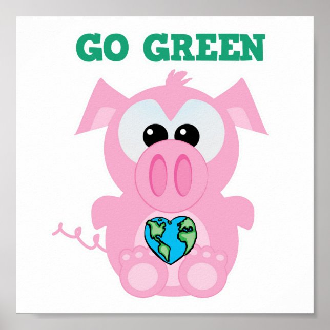 Póster Día de la Tierra Vamos Green pig Goofkins (Frente)