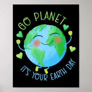 Póster Día de la Tierra, vete al planeta, es tu día de la
