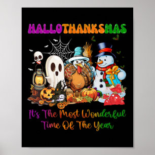 Póster Día de las Brujas Día de Acción de Gracias Navidad