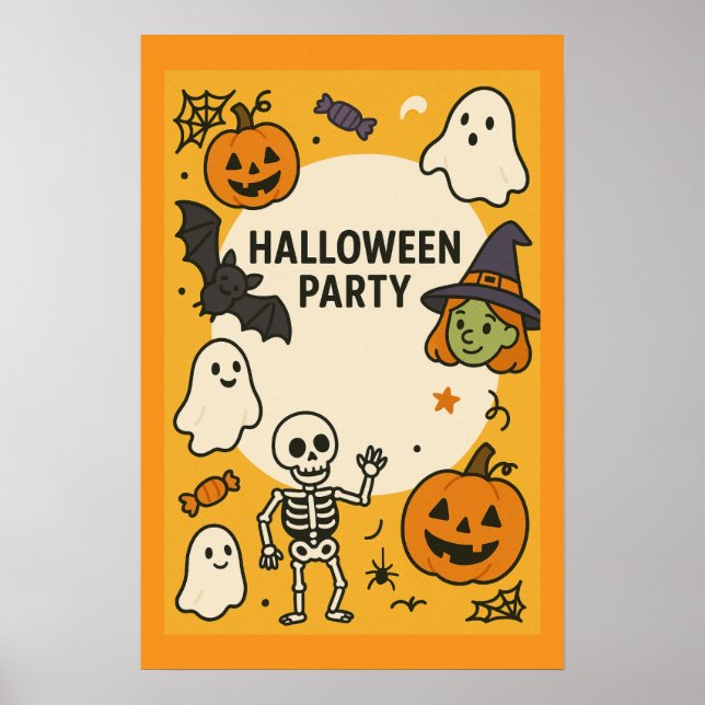 Póster Día de las Brujas divertido para niños (Frente)