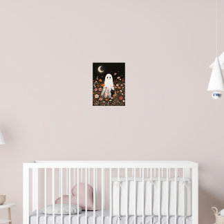 Póster Día de las Brujas Fantasma Floral Gato Negro Cotta