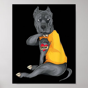 Póster Día de las Madres Perro Divertido Pitbull Amo a Ma