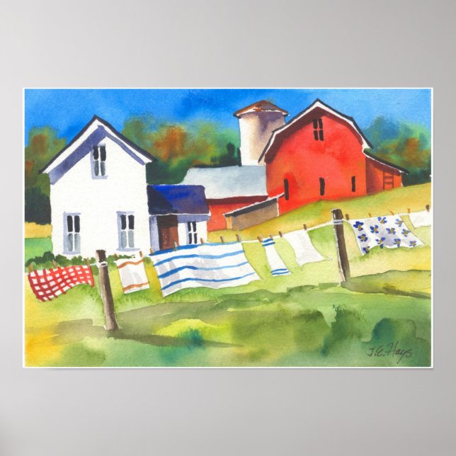 Póster Día de lavar en la granja (Frente)