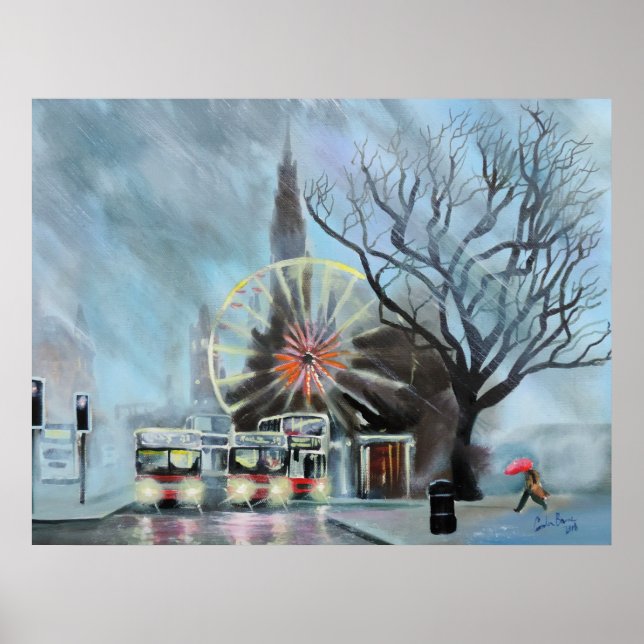 Póster Día de lluvia en Edimburgo (Frente)