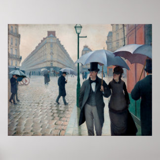 Póster Día de lluvias en las calles de París (1877)