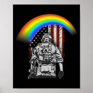 Póster Día de los Caídos bandera americana arcoíris lgbtq