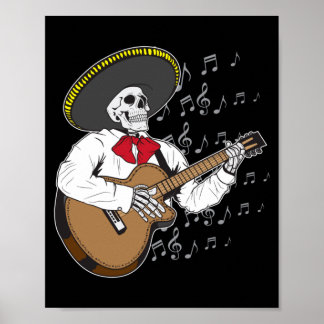Póster Día de los esqueletos mariachi de la agencia guber