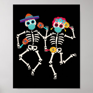 Póster Día De Los Muertos: Baile De Cráneo Muerto