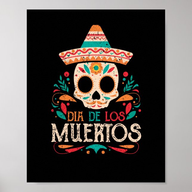 Póster Día de los Muertos Día de la Calavera de México Mu (Frente)