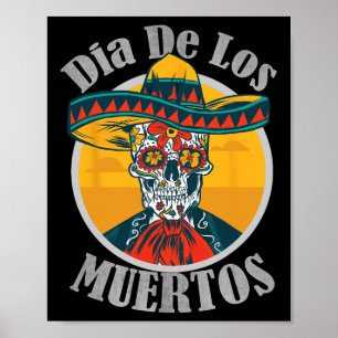 Póster Dia De Los Muertos Día De La Calavera Muerta Costu